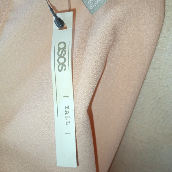 NWT Asos Peach Belted Long Maxi Retro 40s Style Yoke Waist Dress Size 12 Tall - Picture 13 of 14